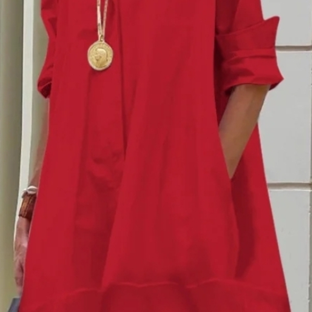Elegant Red Women's Bubble-Style Dress